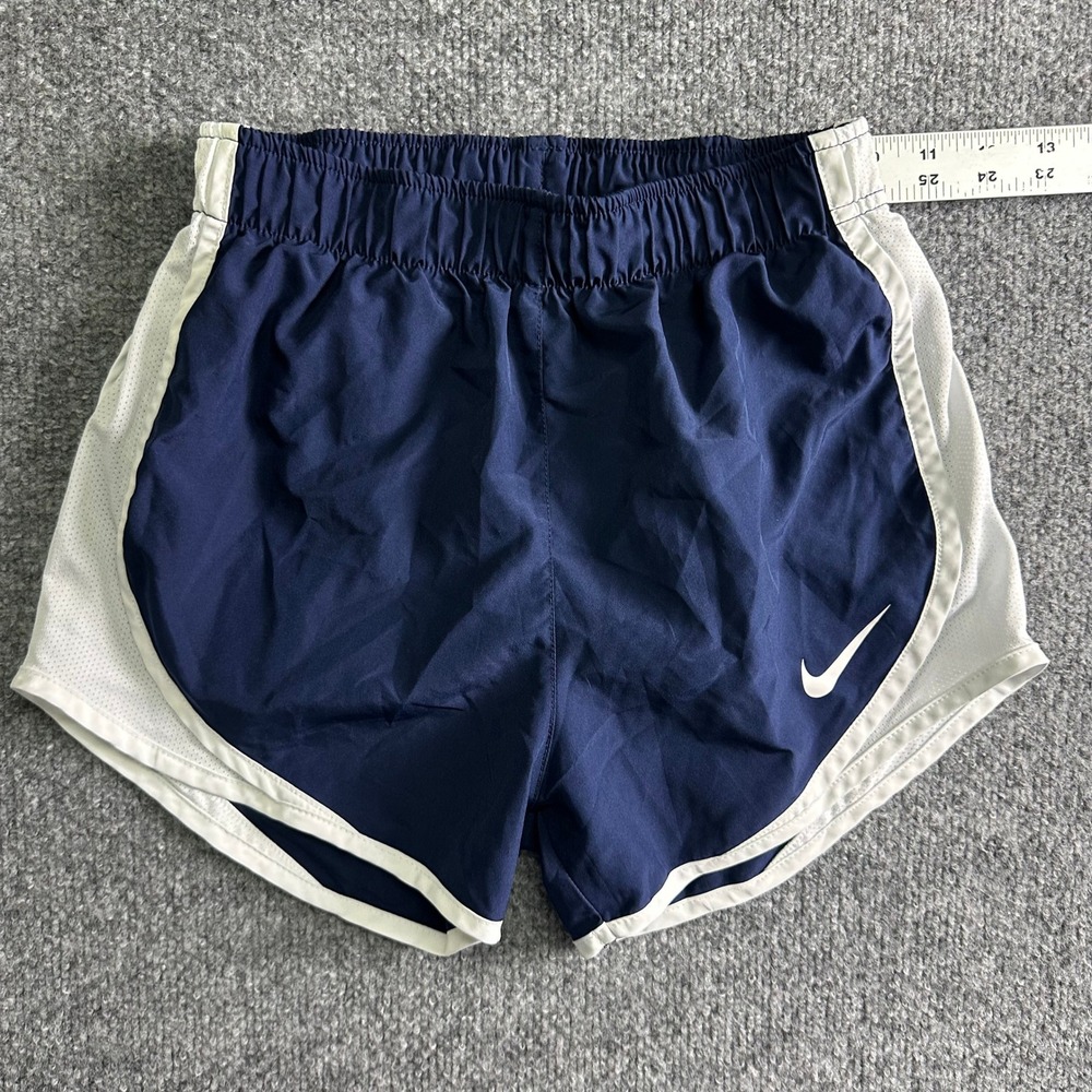 Nike Running Shorts Womens Size XS Navy Blue White Mesh Trim Tempo Athletic
